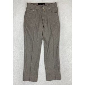 NWT Corneliani ID Wool Flat Front Casual Pants Size 30X27 Brown